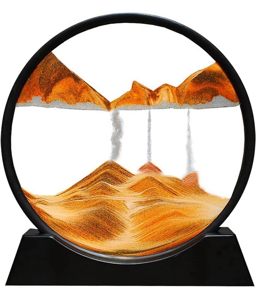 Sand Art Picture Round Glass 3D Deep Sea Sandscape in Motion Display Flowing Sand Frame Relaxing Desktop Home Office Work Decor (7 Inch, Multicolour)