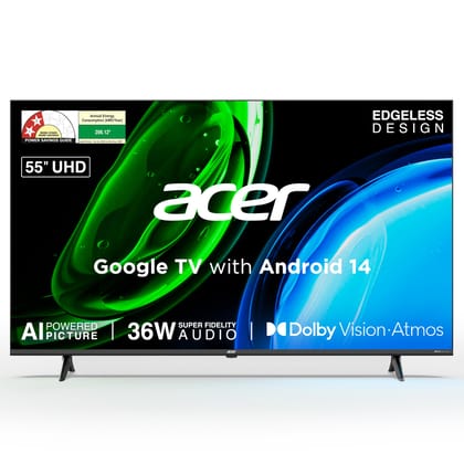 acer 139 cm (55 inches) Ultra I Series 4K Ultra HD Smart LED Google TV AR55UDGGU2875BD acer 139 cm (55 inches) Ultra I Series 4K Ultra HD Smart LED Google TV AR55UDGGU2875BD - Black / 55 inches