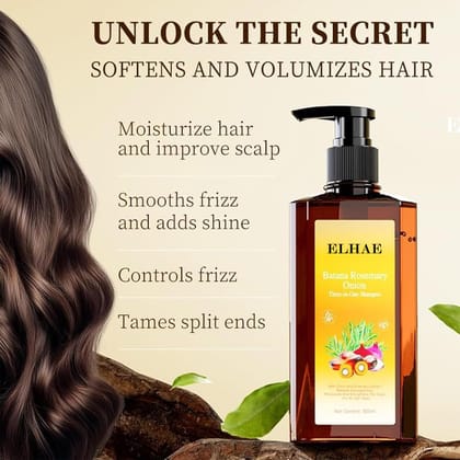 ELHAE 3 in 1 Batana Rosemary Onion Shampoo | Natural Hair Repair Formula | Reduces Hair Fall, Strengthens Roots & Moisturizes Scalp | For All Hair Types | Sulfate-Free, Paraben-Free (Pack 2 x 300Ml)