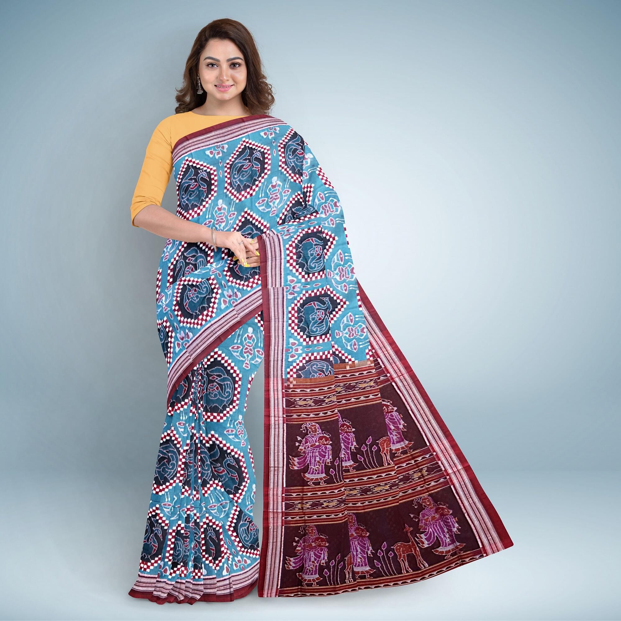 SBP Peacook Sakta Sambalpuri Cotton Saree