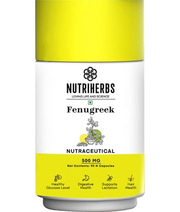 Nutriherbs Fenugreek Seed Extract 500 mg Methi 100% Natural & Organic - 90 Capsules | For Feeding Mother Nutrition
