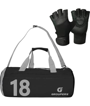 GROUPERS Polyester BLACK 25 Ltrs Gym Bag