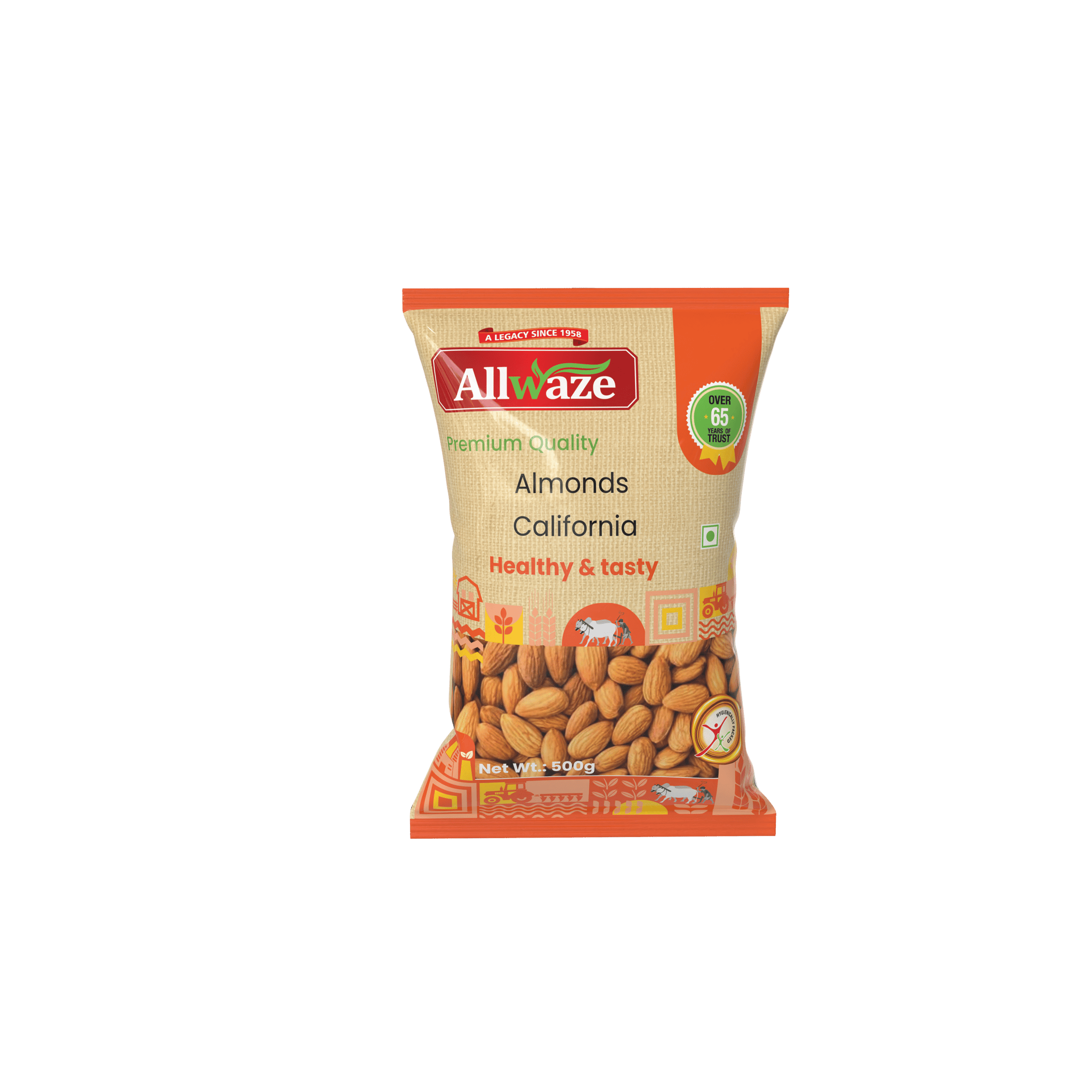 Allwaze Almonds California 500gram