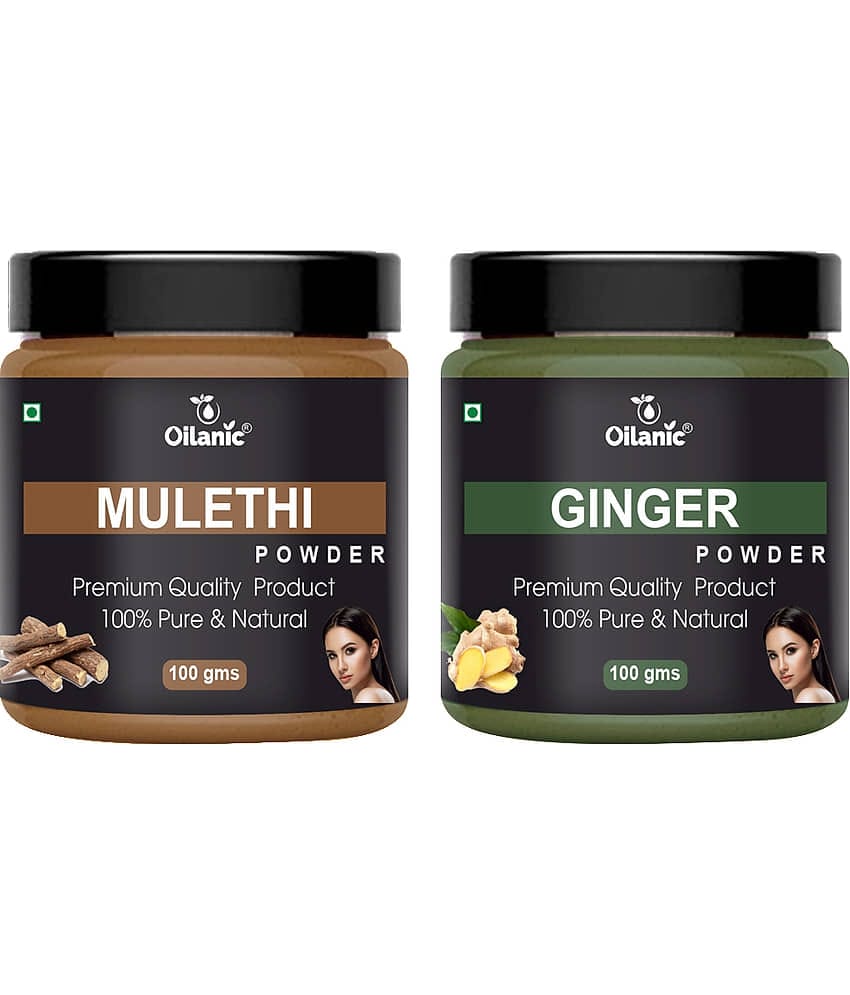 Oilanic 100% Pure Mulethi Powder & Ginger Powder For Skincare Hair Mask 200 g Pack of 2