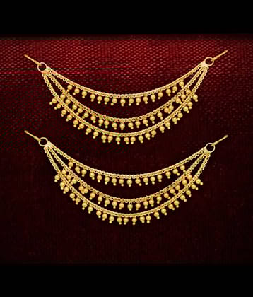 LUV FASHION Golden Ear Chain Earrings ( Pack of 1 )