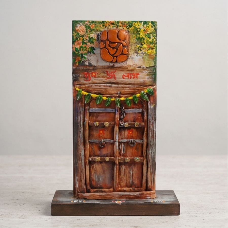 Handcrafted Resin Shubh Labh Ganesha Door Showpiece