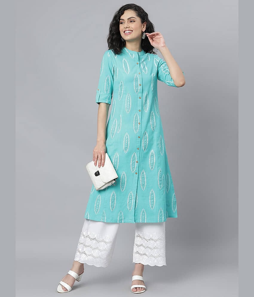 Stylum - Turquoise Rayon Women's Front Slit Kurti ( Pack of 1 )