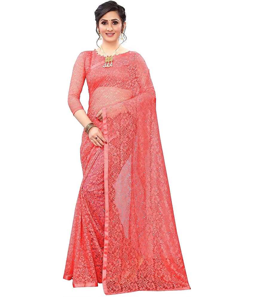 Indy Bliss Net Saree With Unstitched Blouse Piece ( Multicolour )