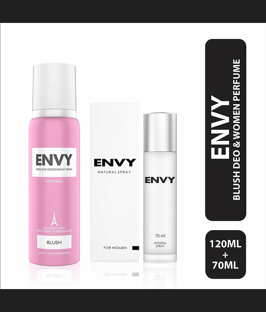 Envy Blush Deodorant - 140ML & Natural Spray White Women Perfume - 70ML (Combo Pack of 2)
