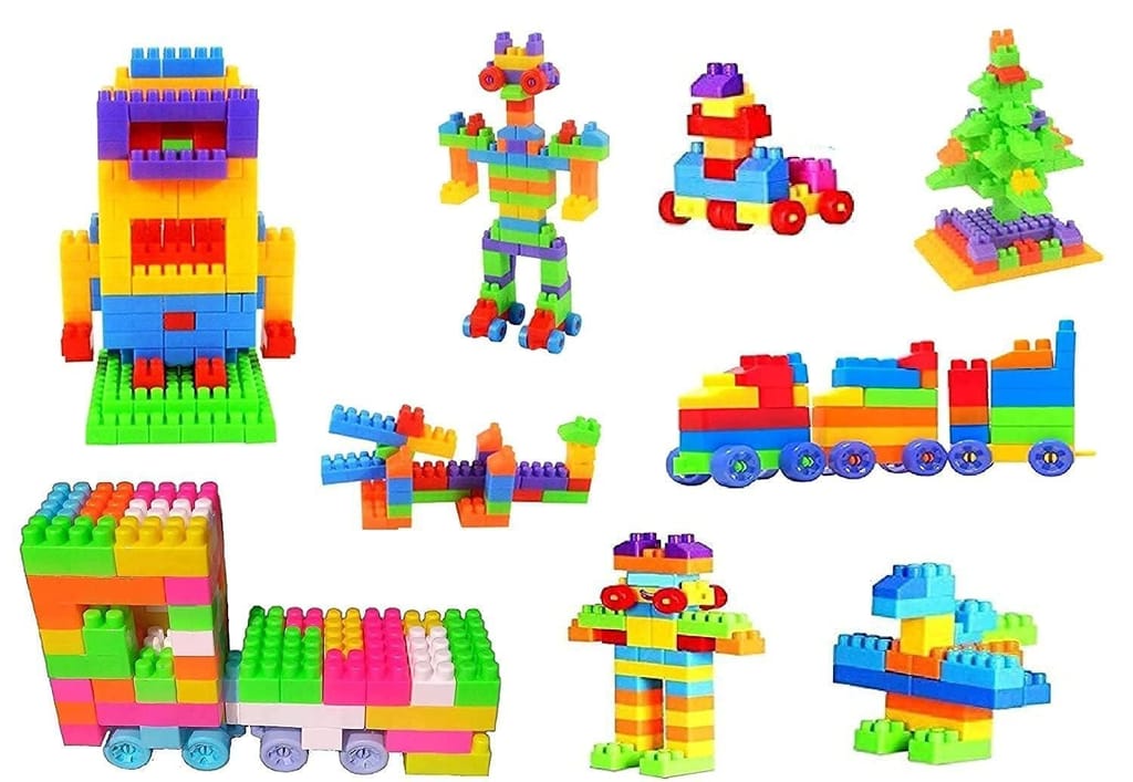 Colorful Building Blocks for Kids - ABC Alphabet & Number Bricks, Animals, Cars, and More - 72 Pieces