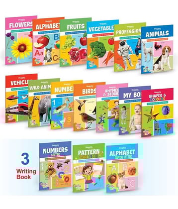 Picture Books Collection for Early Learning + Number, Pattern, and Alphabet Writing Books - Set of 16 Books for Preschool and Giftset For Kids - Paperback