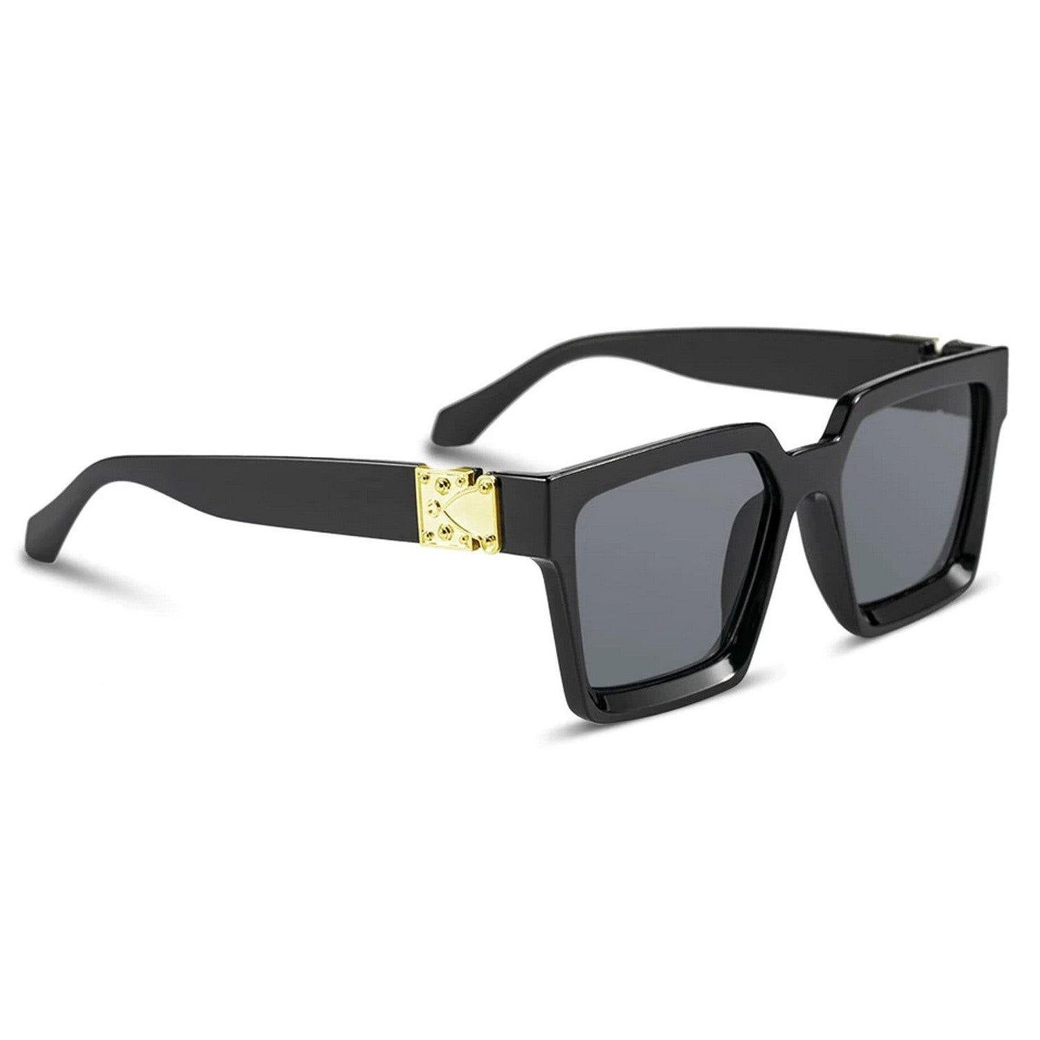 Dervin Unisex Square Sunglasses (Black)