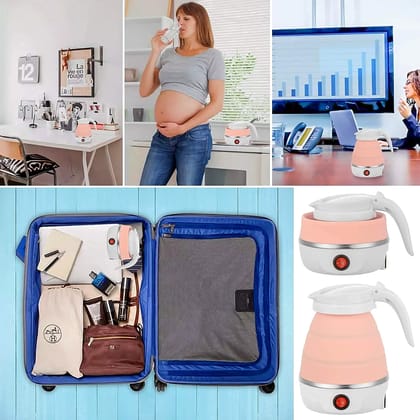 Travel Folding Electric Kettle | Portable Fast Boiling 600ml | Boil Dry Protection (colour - multi) by Ruhi Import Store