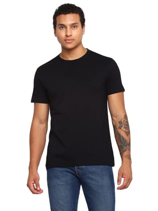 Supima Cotton Round Neck T-Shirt for Men - Black-S / Black