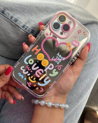 Cute Happy Heart Mirror Cover-iPhone 15 Pro