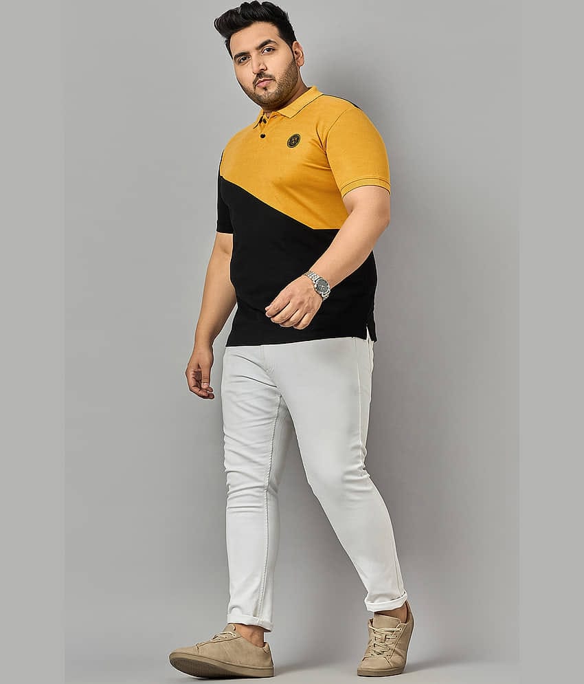 zigo Cotton Blend Regular Fit Colorblock Half Sleeves Men's Polo T Shirt - Black ( Pack of 1 )