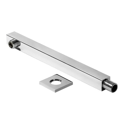 Orvos Shower arm, Straight Square, Premium 304 Stainless Steel Grade, with Salt Tested Chrome Plating, 15 inches, for Front fit Showers in high end Luxury bathrooms