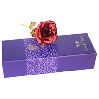 Eastern Club Gold Plated Golden Red Rose Showpieces Utility Decoratives ( 1 Pc )