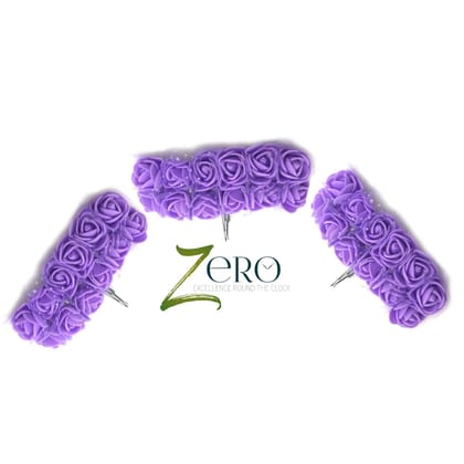 Bunch of 36 Pcs Hand Made Foam Flower Small - Purple Color