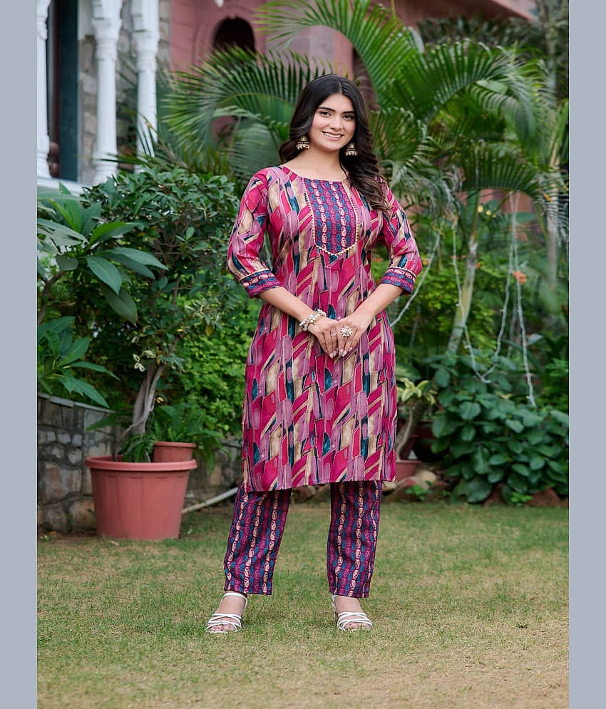 YAGNIK FASHION Cotton Printed Kurti With Pants Women's Stitched Salwar Suit - Blue ( Pack of 1 )