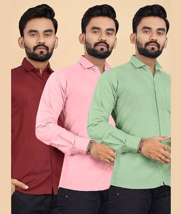 ALY JOHN Cotton Regular Fit Full Sleeves Men's Formal Shirt - Multicolor 4 ( Pack of 3 )