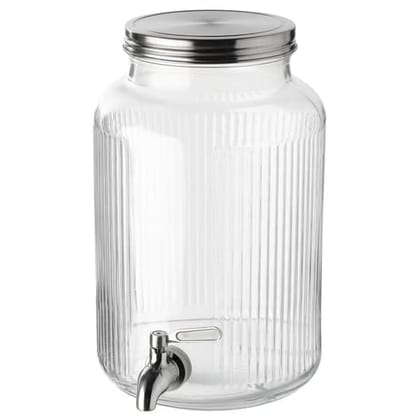 Italian Premium Glass Dispenser with Tap and Steel Lid | 5.5 Littre | Glass Pitcher | Cold Beverage for Beer, Water, Cocktails, Juice, Detox Water | Italian Premium Glass Dispenser with Tap and Steel Lid | 5.5 Littre | Glass Pitcher | Cold Beverage for Beer, Water, Cocktails, Juice, Detox Water |