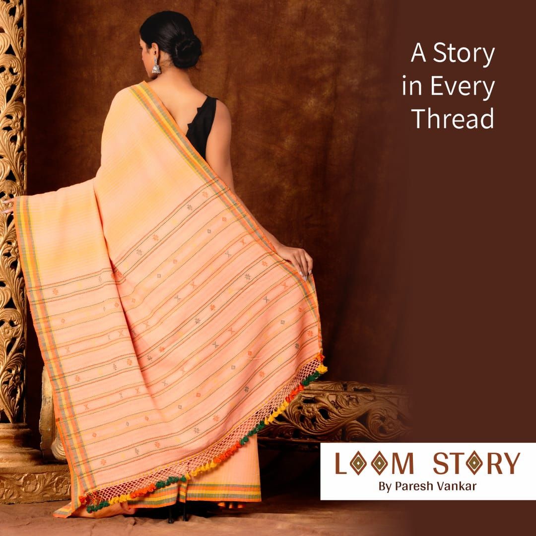 A Story in Every Thread Organic Handwoven Kala Cotton Saree (Blouse piece included)