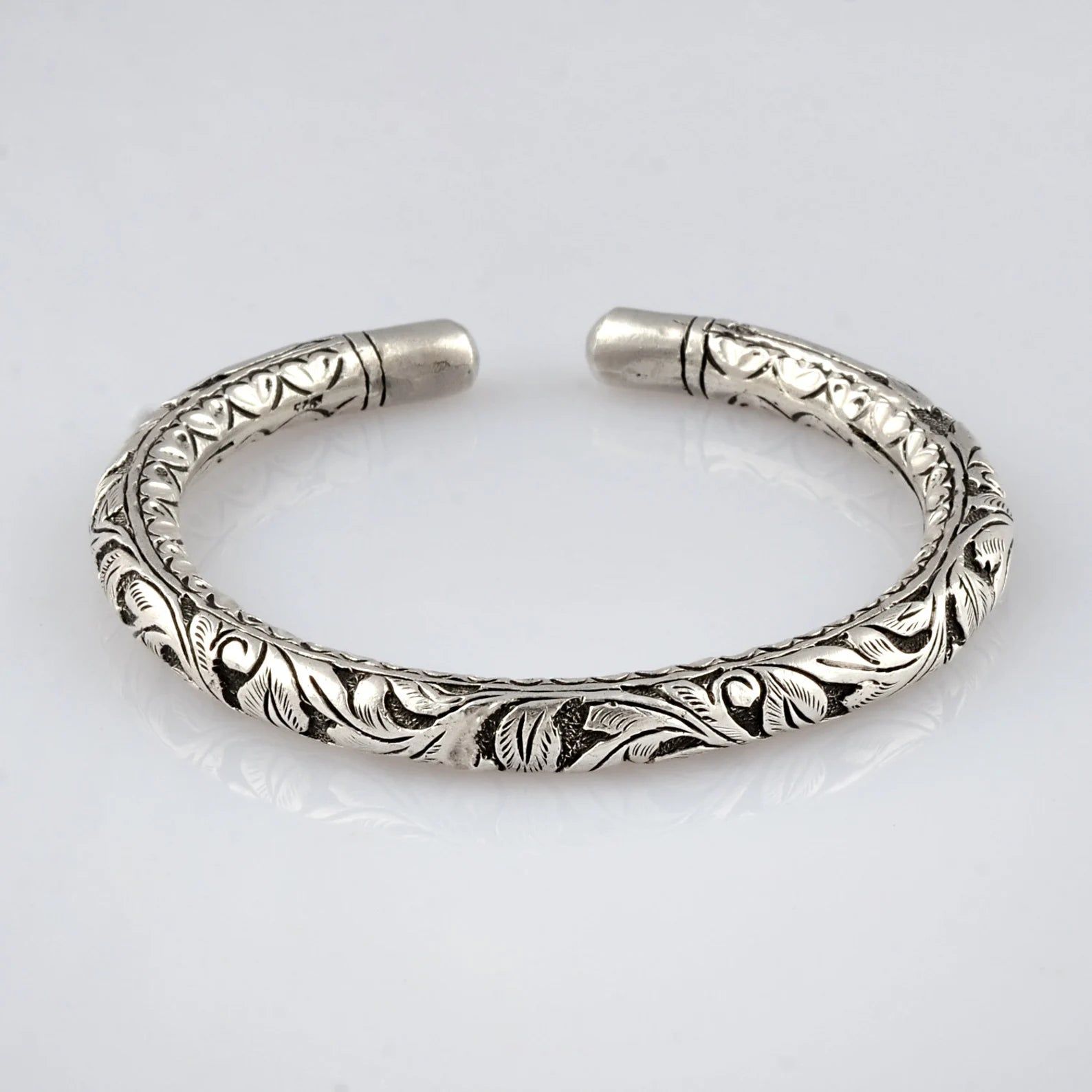 925 sterling silver chitai work wrist bracelet kada, ethnic tribal jewelry nsk920