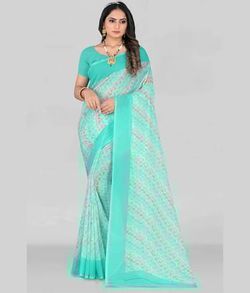 LEELAVATI Georgette Printed Saree With Unstitched Blouse Piece ( Light Blue )