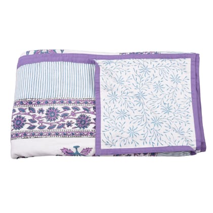 Cotton Blanket - Single Dohar ( 60 x 90 Inches) Blue Purple Plant Cotton Blanket - Single Dohar ( 60 x 90 Inches) Blue Purple Plant