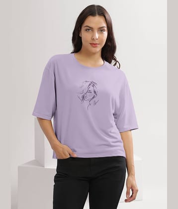 HELLCAT Women Cotton Blend Printed Oversized Fit Round Neck T-Shirt ( Cream )