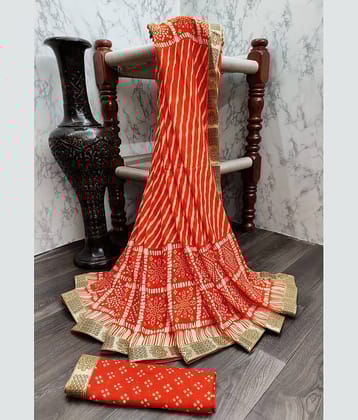 Kanooda Prints Georgette Printed Saree With Unstitched Blouse Piece ( Pink )