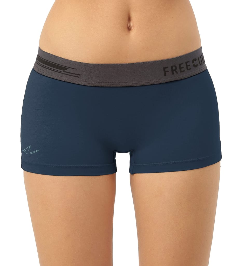 Freecultr Women's Underwear Antibacterial Micromodal Airsoft | Boy Short - Non-Itch, No Chafing, Sweat-Proof Comfort Pack of 1-Prussian Blue
