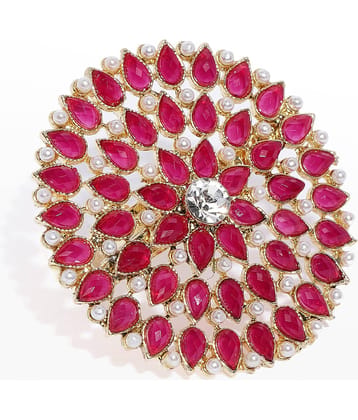 Asmitta Kundan Studded Fashion Jewellery Gold toned Adjustable Finger Ring for women and Girls