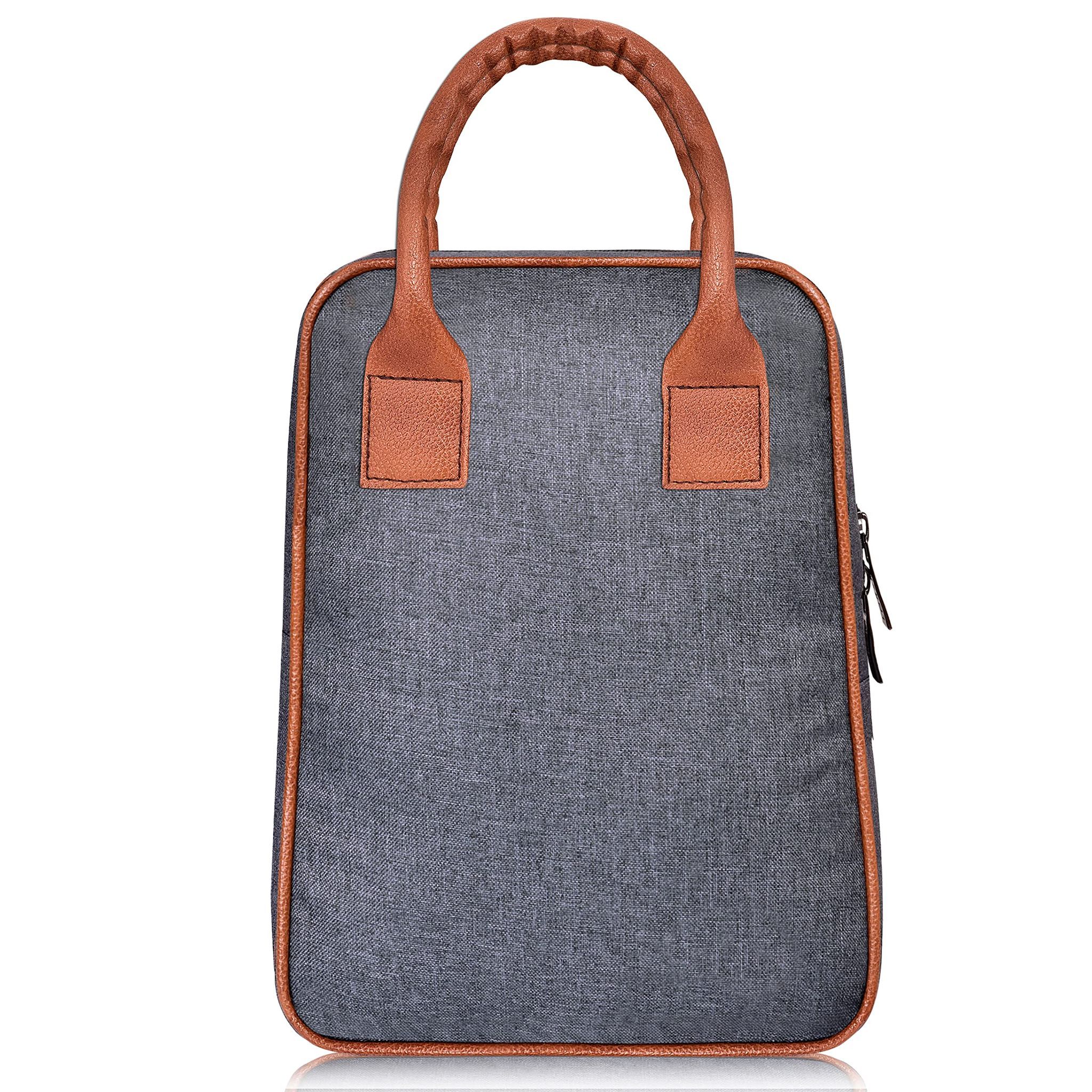 Urban Grey: Linen Textured Insulated Tiffin Bag/Lunch Bag Stylish Edition (TB02)