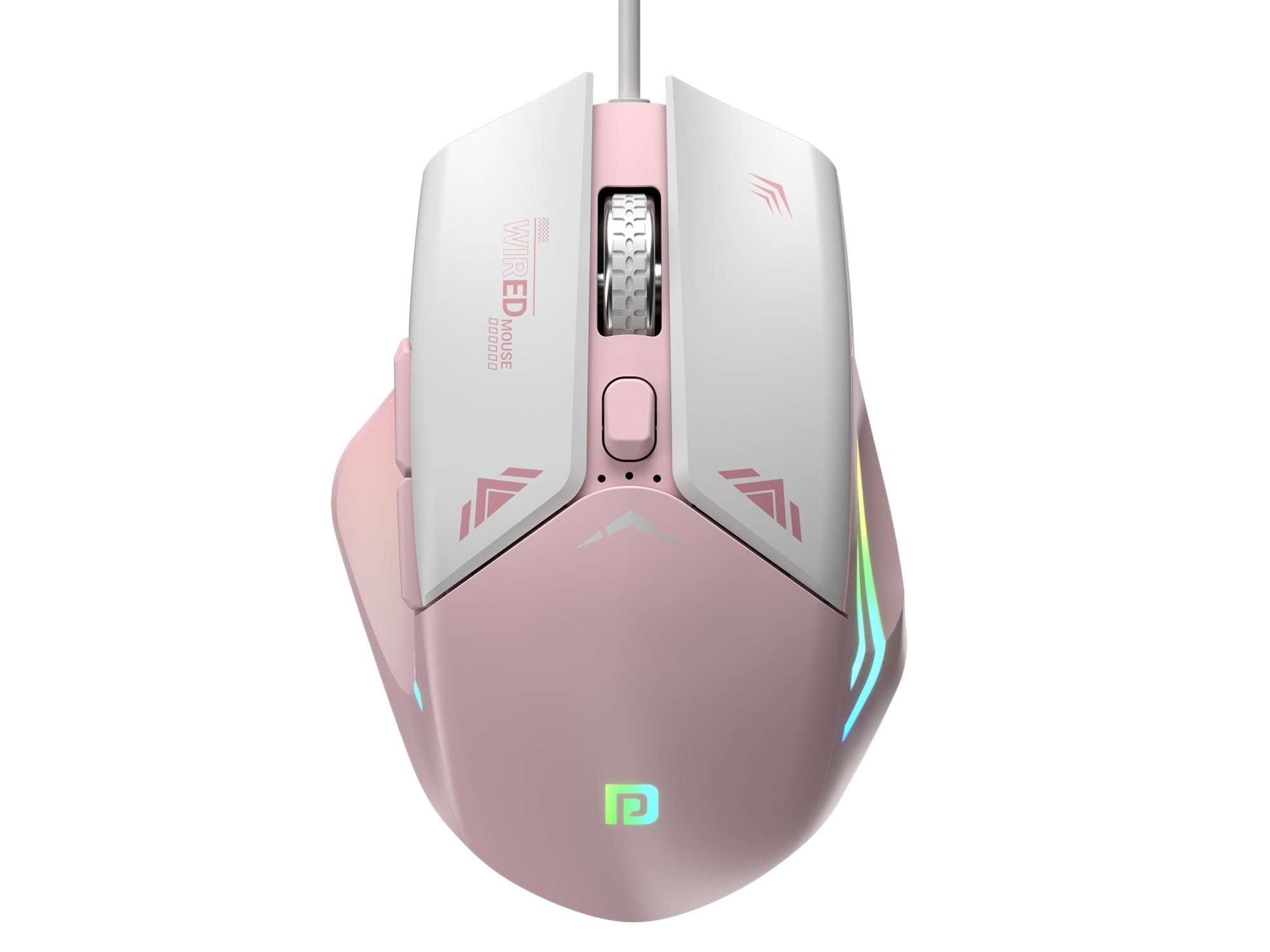 Portronics Vader Wired Gaming Mouse with 6 Buttons, Thumb Support, Adjustable DPI (6400 Max), RGB Light Effects, Ergonomic Design, 1.5 m Long USB Cable for Laptop & PC - Pink