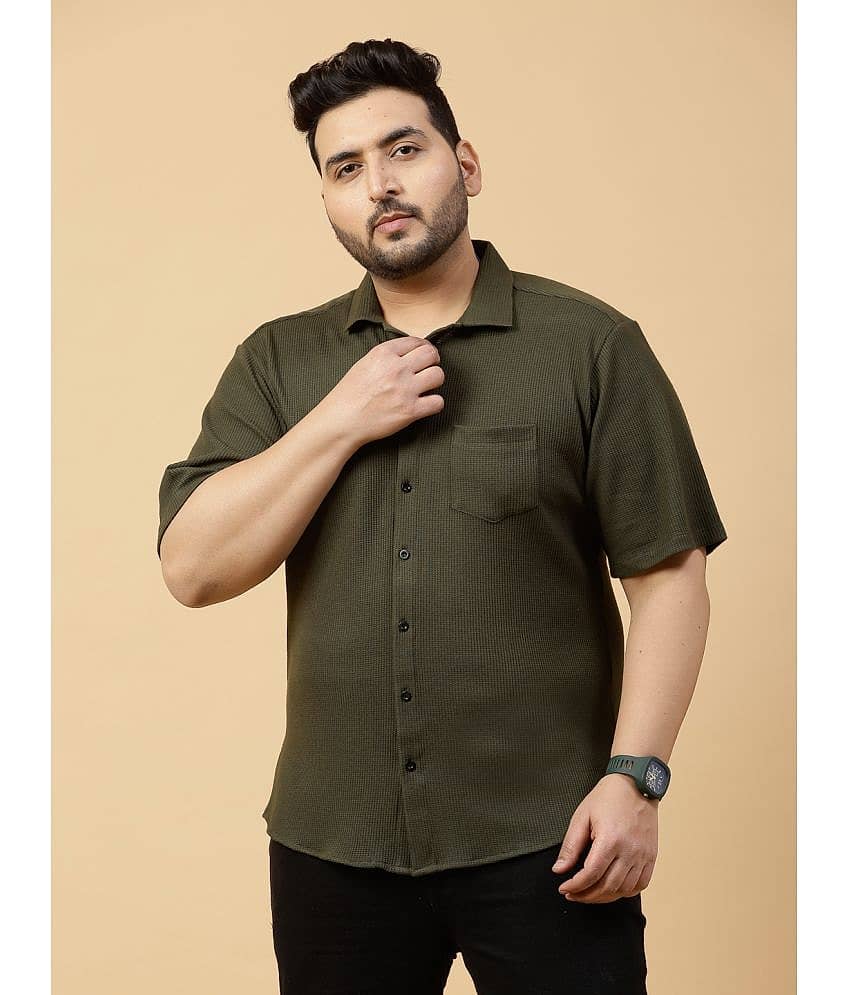 Rigo Cotton Blend Slim Fit Solids Half Sleeves Men's Casual Shirt - Olive ( Pack of 1 )