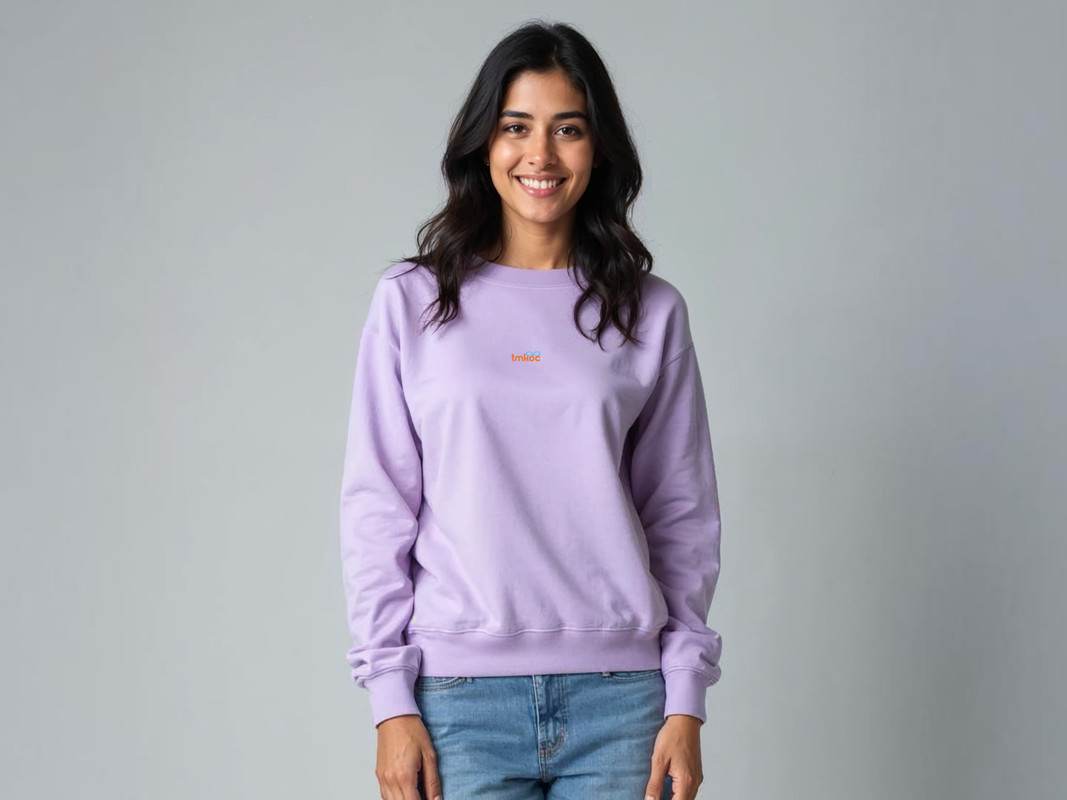 Taarak Mehta Ka Ooltah Chashmah| Lavender Printed Crew Neck Sweatshirt Cotton 350 GSM  (HEY MA MAATA JI)