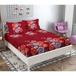 UnV Classical Printed Double Size Bedsheet With Pillow Covers (EZ-06)