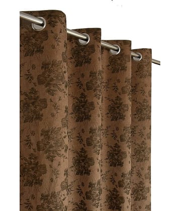 Kraftiq Homes Floral Room Darkening Eyelet Curtain 7 ft ( Pack of 1 ) - Brown