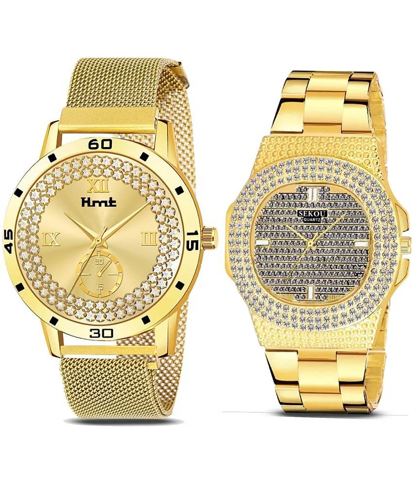 THMT Gold Stainless Steel Analog Men's Watch