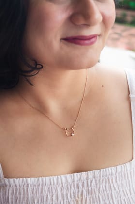 Horse Shoe Shine Rose Gold Plated Sterling Silver Chain Necklace-Rose / 16 inches adjustable upto 18 inches