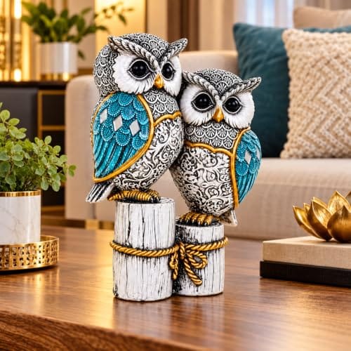 Antique Multicolour Owl Showpiece for Home Decor & Office Desk | Feng Shui Vastu Lucky Owl Idol