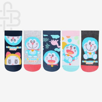 Doraemon Newborn Socks - Pack Of 5 Assorted 6 - 12 Months