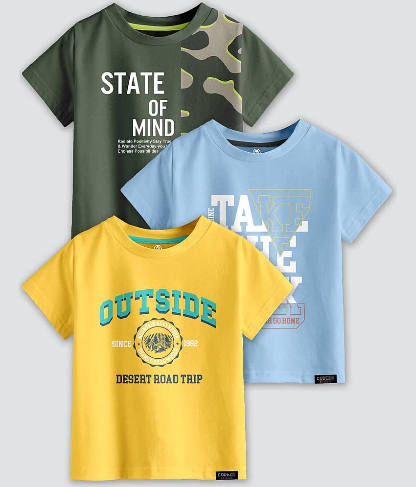 CODEZ Pack of 2 Boys Cotton Blend T-Shirt ( Multi Color )