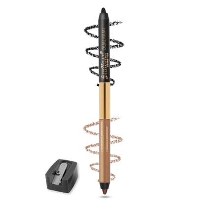 Shryoan Shimmery Dual Kajal with Sharpener | Waterproof | Long-Lasting | Black & Brown Shades | Long lasting smudge proof| Sweat proof Formula | 24-Hour Wear (Pack of 1) Shryoan Shimmery Dual Kajal with Sharpener | Waterproof | Long-Lasting | Black & Bro