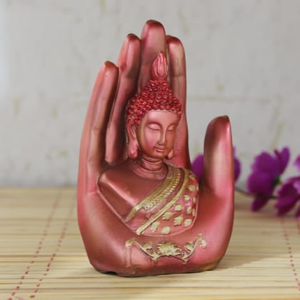 Red and Golden Handcrafted Palm Buddha