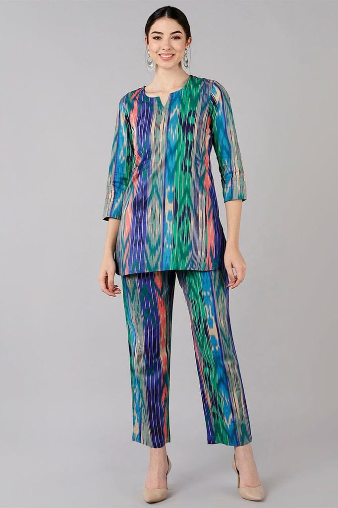 Multicolor Cotton Abstract Print Night Suit VNWK1045