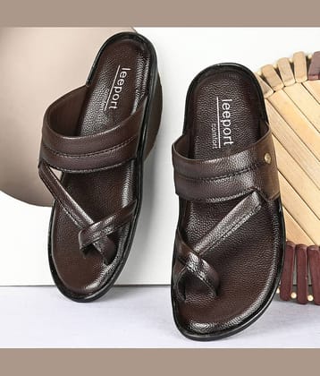 Leeport - Brown Men's Leather Slipper