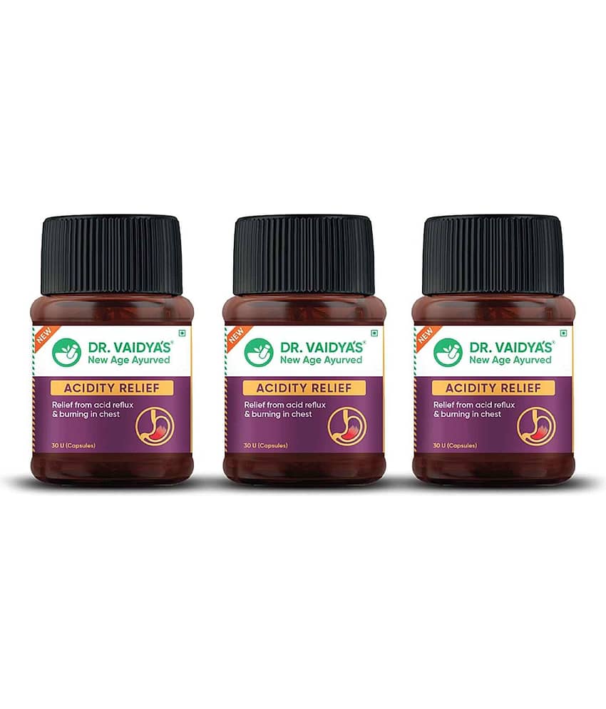 Dr. Vaidya'S Acidity Relief Capsules Ayurvedic Medicine For Acidity And Gas, 30 Capsules (Pack of 3)